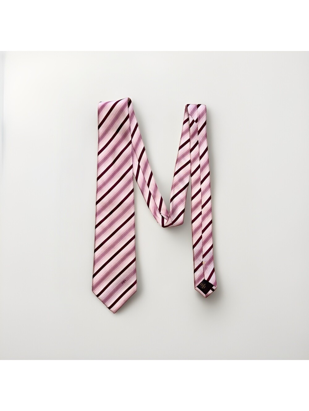 Louis Vuitton LV Men’s 100% Silk Tie Burgundy Pink Striped Made in Italy